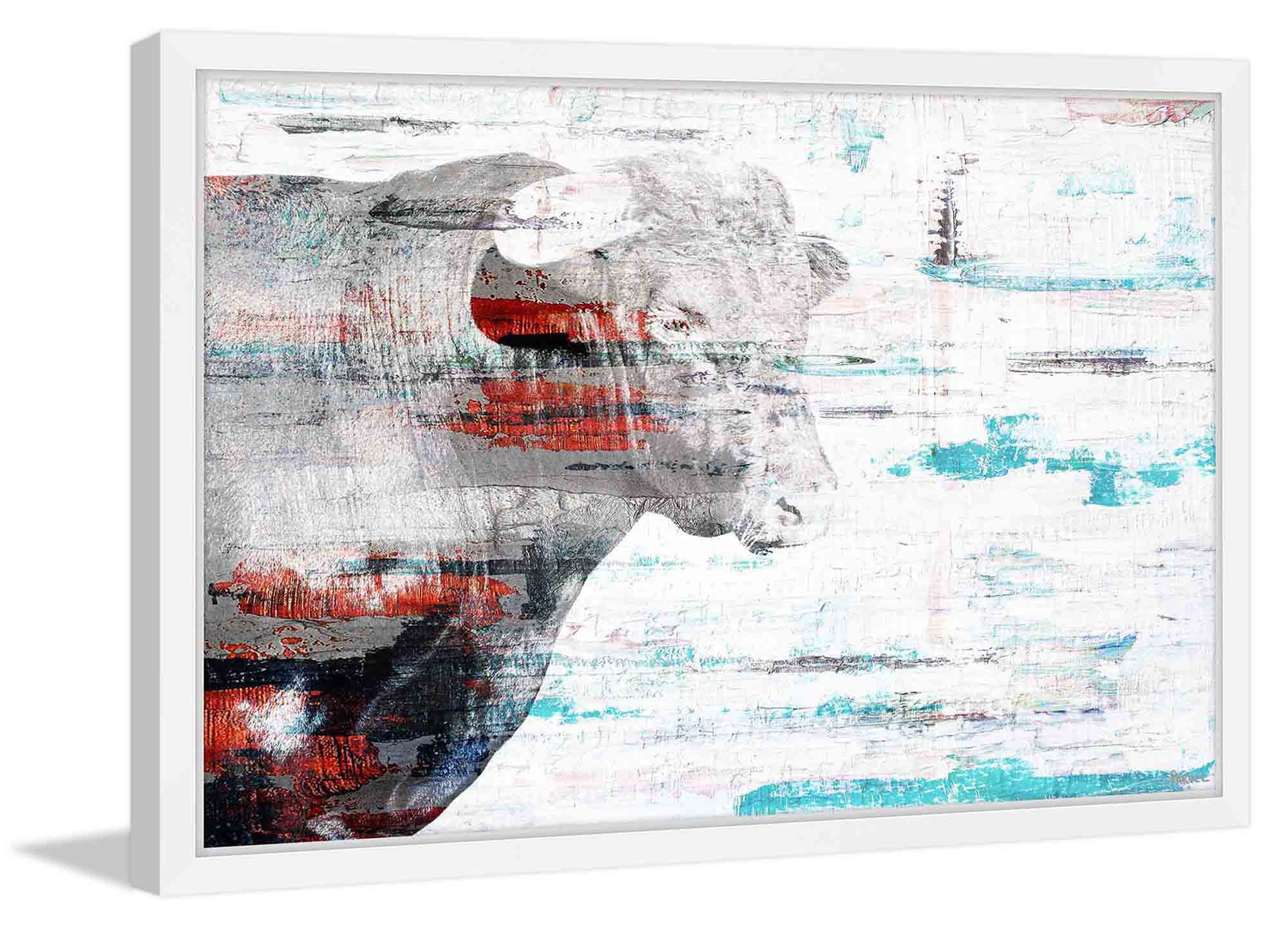 "Red Bull Profile" Framed Painting Print