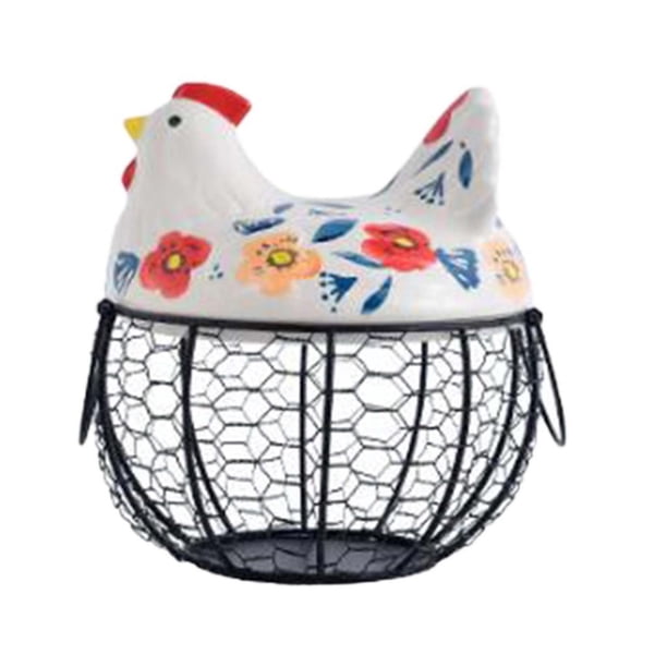 Cesta para huevos de gallina, suministros de cocina, soporte decorativo de alambre de metal para huevos de gallina Infantil