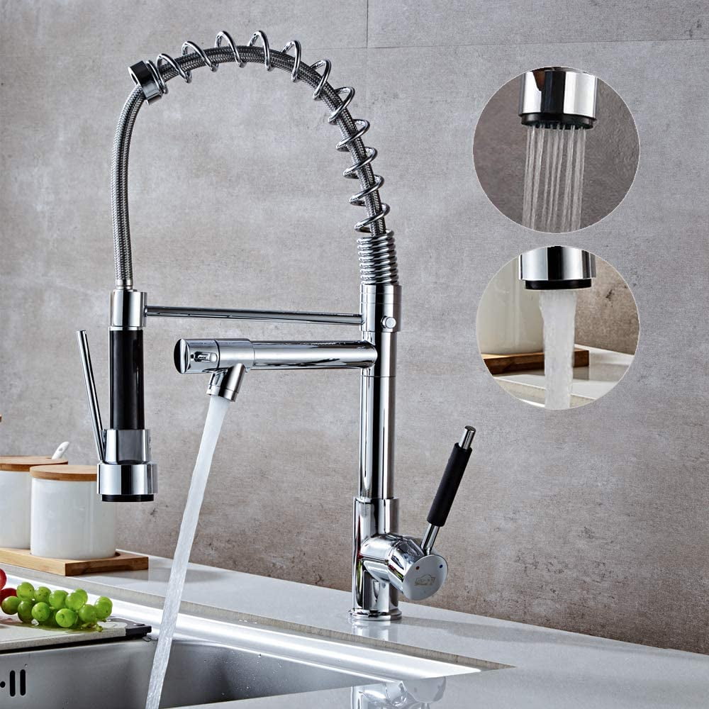SBTXHJWCGLD Chrome-Plated Kitchen Faucets Brass Single-Lever Kitchen Sink  Taps, Removable Spring Mixers, Faucet Hot Cold Water