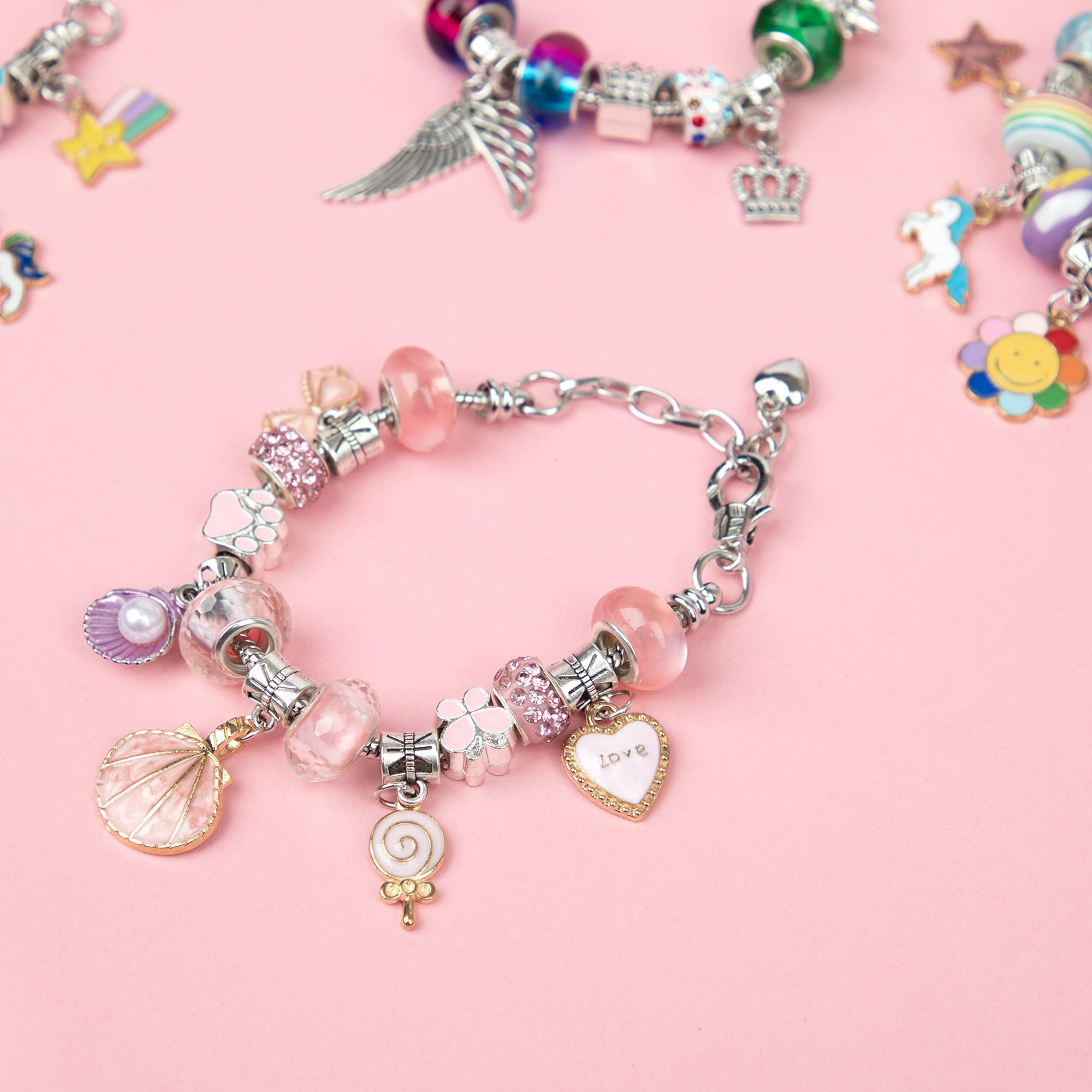 Cousin DIY Charm Bracelet Making Kit with Trinket Box, 120 Pieces