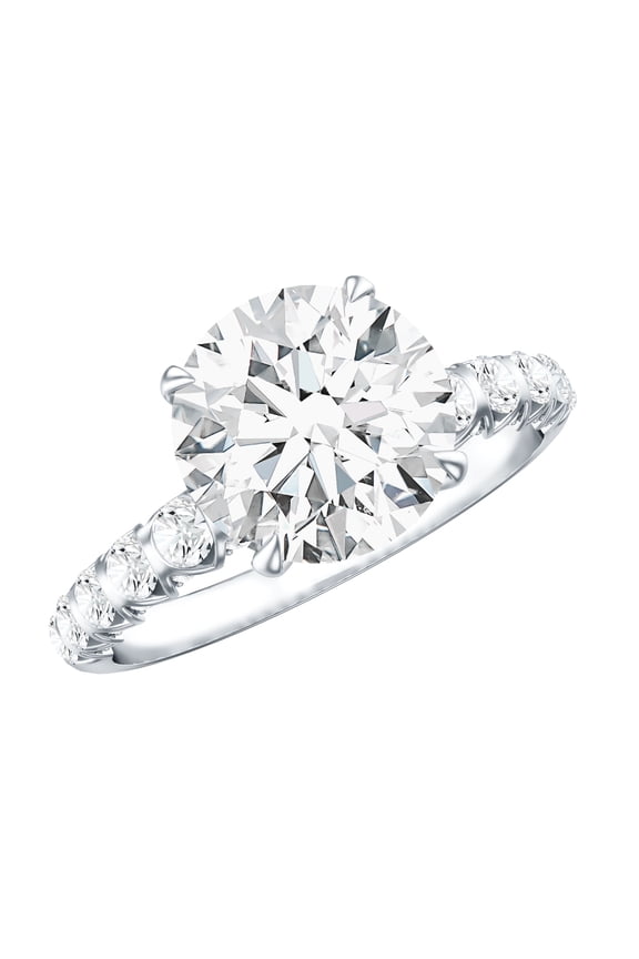 IGI Certified Lab Grown Diamond 3 Carat Engagement Ring for Women - E-VS1 Quality - Round Diamond Solitaire Ring, 925 Sterling Silver, US 7.00
