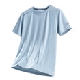 thumbnail image 2 of Lovzfmll Summer Ice Silk Cool Touch Thin Stretch Loose Short Sleeve T-Shirt, Men's Outdoor Breathable Sports Shirt for Hot Days Light Blue, 2XL, 2 of 9