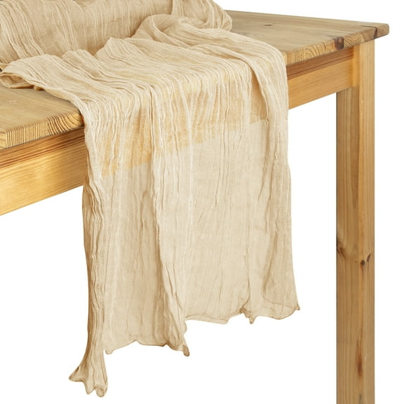 Koyal Wholesale Gauze Cheesecloth Table Runner Fabric Netting Sheer Tablecloth, Sand