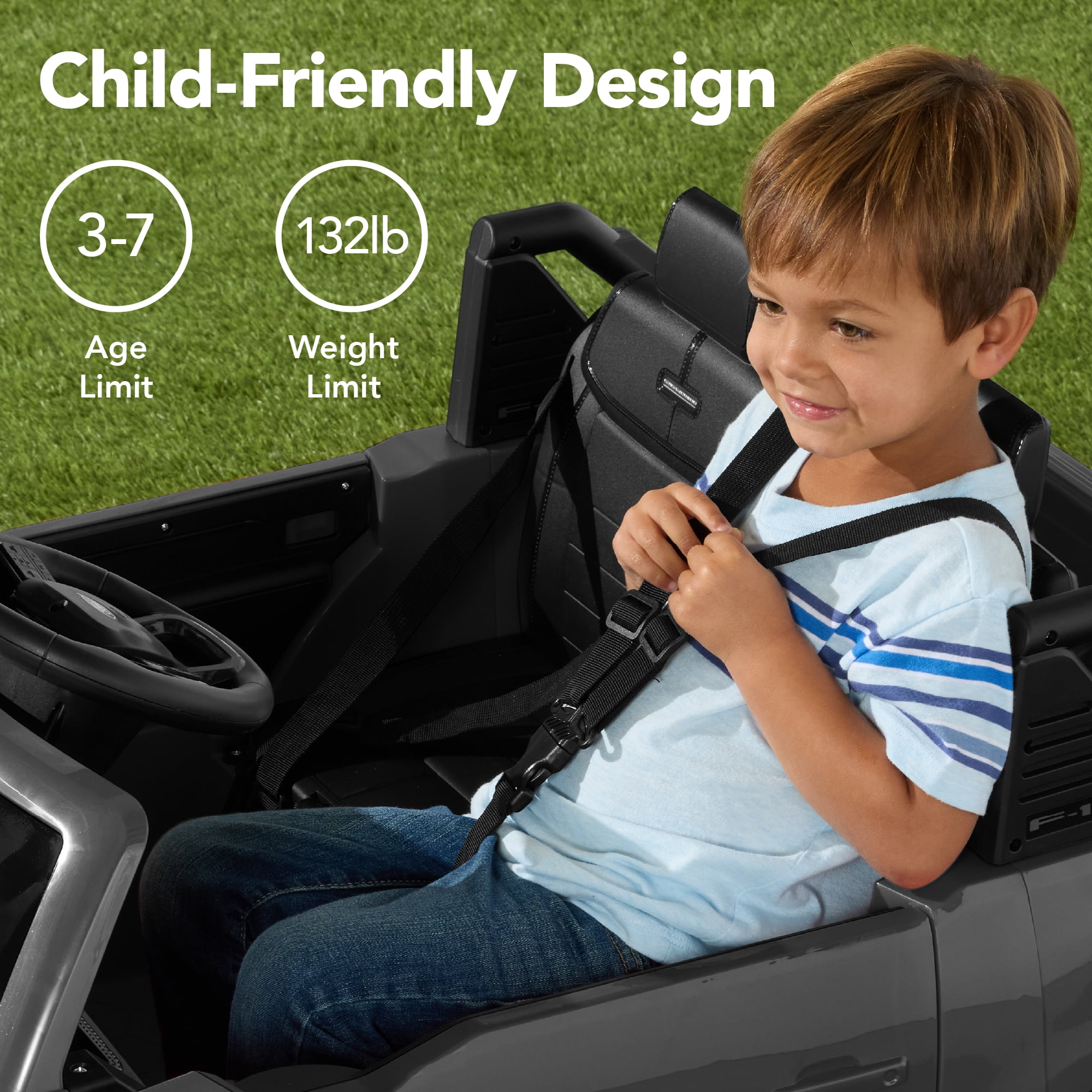 Best Choice Products Kids 24V Ride On Truck Officially Licensed Ford Lightning w/ Remote, LED Lights, 2 Speeds - Gray