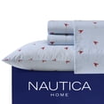 thumbnail image 3 of Nautica 100% Washed Cotton Percale 4-Piece Sheet Set, Queen, Red/Blue, 3 of 6