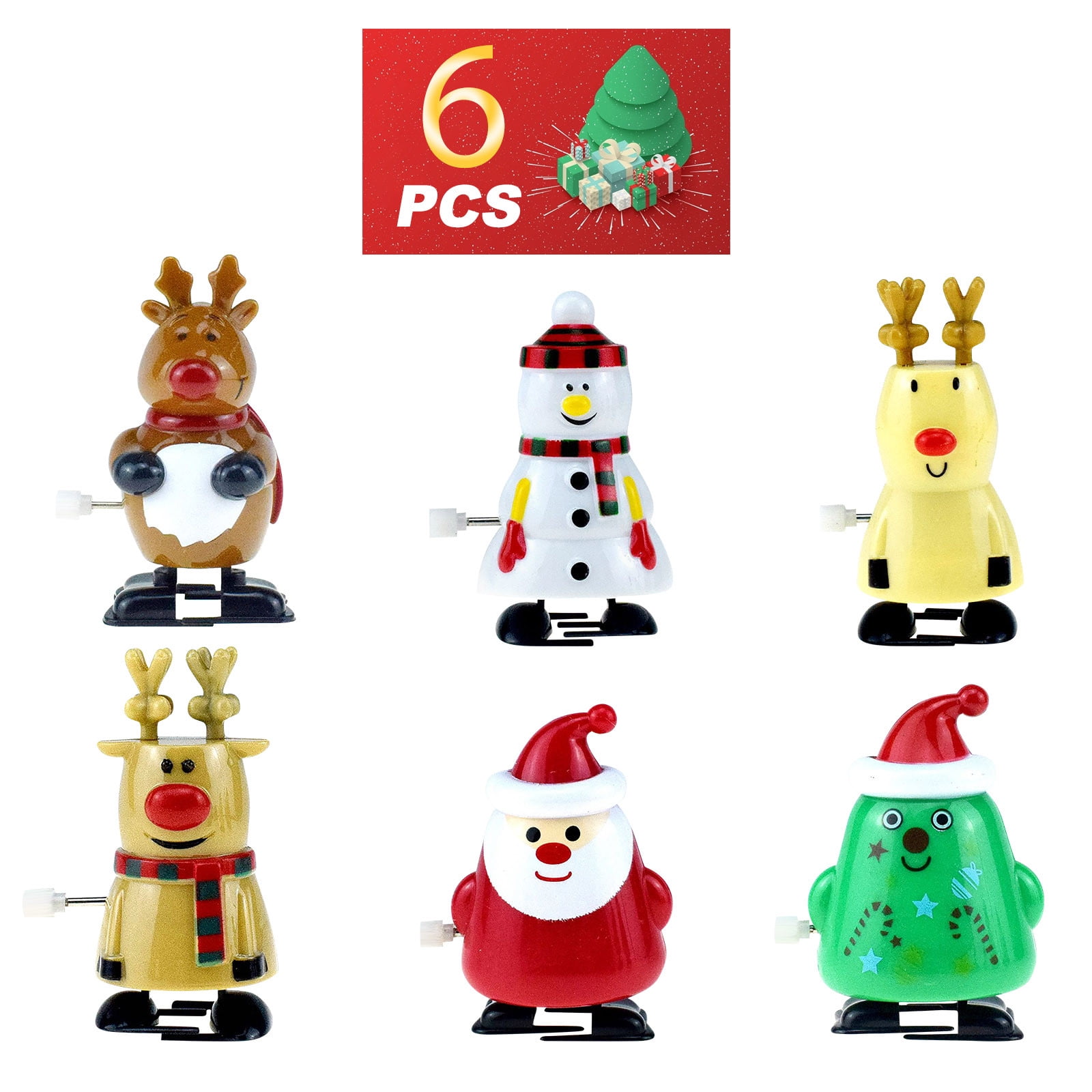 Jumping and Walking Clockwork Toys Goody Bag Filler 10PCS Christmas Wind-Up Toys for Kids Party Favors Mini Christmas Toy for Kids Boys Girls Toddlers Christmas Stocking Stuffers