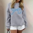 thumbnail image 2 of Sweaters For Women Bow Graphic Oversized Pullover Crewneck Sweatshirts Fall Fashion Tops Polyester Gray Size S-2Xl Oversized Sweaters For Women, 2 of 5