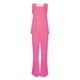 thumbnail image 4 of Conjunto de 2 piezas para mujer: chaleco sin mangas y pantalones anchos, estilo boho informal, color liso, mezcla de poliéster y spandex, 4 of 5