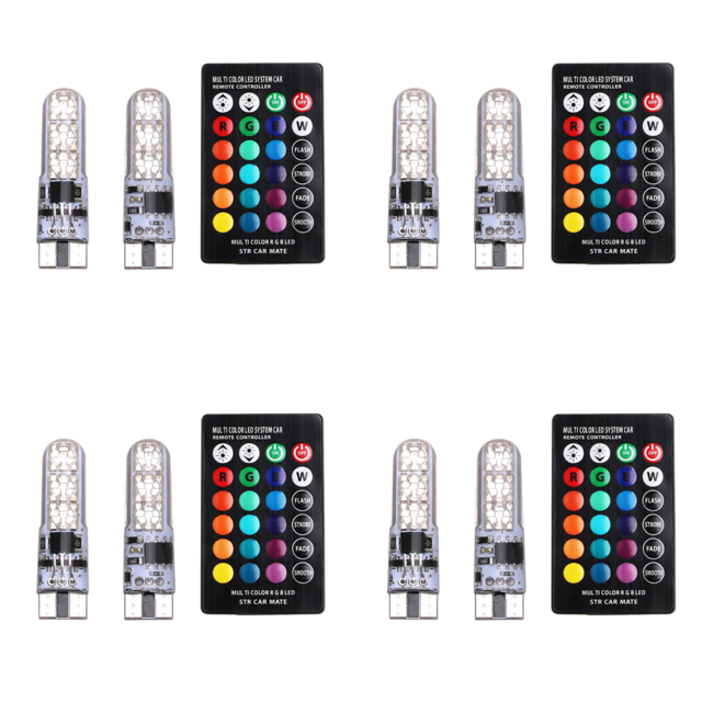 Focos Luz LED de ancho remoto T10 RGB luz lateral de puerta de coche con controlador para Auto 8 Uds