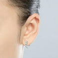 thumbnail image 4 of K-KED 3mm/3.5mm Round Brilliant Cut Moissanite Hugie Hoop Earrings Sterling Silver 925, 4 of 9