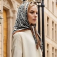 thumbnail image 3 of Unique Bargains 1 Pc Silk Scarf Retro Neck Scarf Black White Brown, 3 of 5