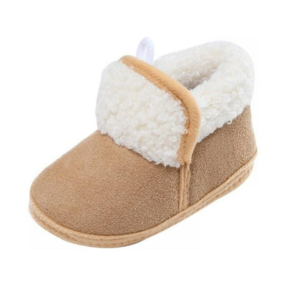 Baywell Baby Boys Girls Warm Winter Boots Soft Sole Anti-Slip Newborn Infant Prewalker Toddler Snow Boots Brown 7-12 Months