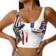 thumbnail image 1 of Balery Patriotic Skull Art Sujetadores deportivos con espalda cruzada para mujer, acolchados, sin costuras, de alto impacto, ideales para yoga, gimnasio, entrenamiento y fitness.-Large, 1 of 8