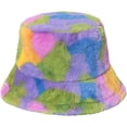 thumbnail image 3 of CoCopeaunts Tie Dye Bucket Hat Thickened Warm Basin Hat Female Plush Colorful Rainbow Fisherman Hat Stage Costume Accessory, 3 of 8