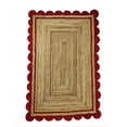 thumbnail image 2 of Indian Handmade Braided Natural Pure Jute with Red Scalloped Design Area Rugs Size 3 x 3 Square Feet ( 90 cm x 90 cm ), 2 of 5