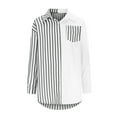 thumbnail image 4 of CEHVOM Blouse à Manches Longues en Satin à Rayures Col en V pour Femmes en Liquidation, 4 of 5