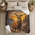 thumbnail image 5 of Majestic Stag in Autumn Forest with Mountain Stream, Dramatic Rustic Wildlife Style for Deer Lovers, Warm Flannel Blanket for Cabin and Lodge, Father's Day Gift, Home Decor, 5 of 9