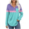 thumbnail image 2 of Maplenight Womens Collared Golf Shirts Long Sleeve V-Neck Button Down Shirts Color Block Business Casual Tops with Pocket, 2 of 6