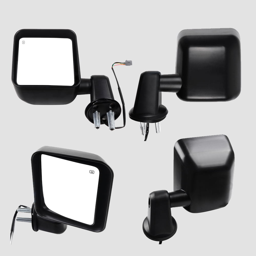 SCITOO Towing Mirrors Tow Mirrors Black Truck Mirrors fit for 2011-2013 for Jeep  Wrangler 7291-07-EH with Pair LH RH Power Adjusted Heated No Turn Signal  Light 