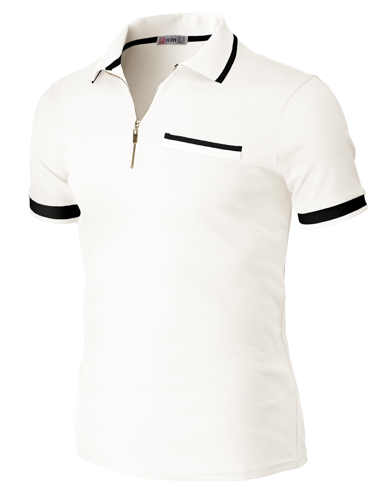 Men's Full Size Contrast Zip Collar Short Sleeve Knit Polo Plus Size main image 0