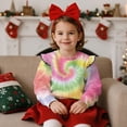 thumbnail image 4 of Xoenoiee Tie Dye Print Toddler Girl Sweatshirt Ruffle Pullover Round Neck Fall Clothes Long Sleeve Shirts for Girls Home School Activewear, Size 5-6 Years, 4 of 7