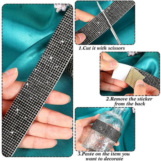 Self Adhesive Rhinestone Strips Diamond Bling Crystal Ribbon Sticker Wrap  for Craft Jewel Tape Roll with 2 mm Rhinestones for DIY Car Phone Christmas  Decoration 