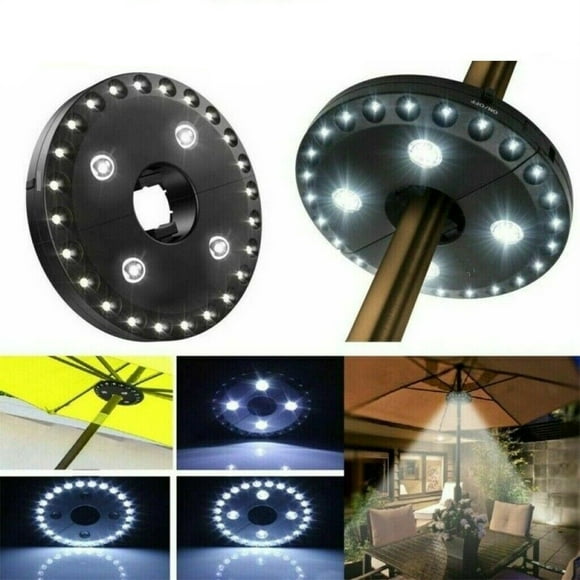 Tongliya abs Parasol Lumière avec 3 modes de Luminosité, 28 Lumières LED pour l'Utilisation de camping en Plein Air en Noir