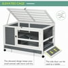 Pawhut Wooden Rabbit Hutch Bunny House Elevated Pet Cage Small Animal Guinea Pig Habitat with Slide-out Tray Lockable Door Openable Top for Indoor 40" x 23.5" x 25" Gray
