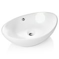 thumbnail image 3 of Miligoré 23" x 15" Oval White Ceramic Vessel Sink - Modern Egg Shape Above Counter Bathroom Vanity Bowl, 3 of 7