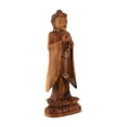 thumbnail image 2 of 24" Wooden Hand Carved Serene Standing Buddha Statue Handmade Meditating Sculpture Figurine Home Decor Accent Handcrafted Gift Art Wood Oriental, 2 of 6