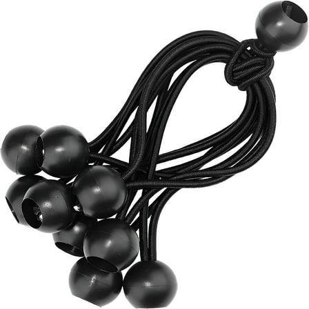 MISSMILE 6 Inch Black Bungee Cords with Ball,Tarp Tie Down Cord,10 Pcs