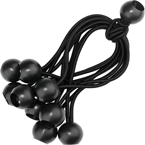 MISSMILE 6 Inch Black Bungee Cords with Ball,Tarp Tie Down Cord,10 Pcs
