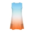 thumbnail image 3 of cocolona Summer Sleeveless Mini Dress Crew Neck Ruffle Flowy Tank Dress Fashion Casual Gradient Color Holiday Beach Sundress XL, 3 of 7