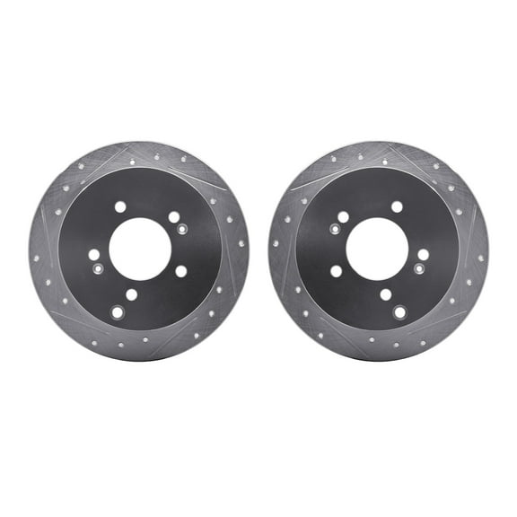 Dynamic Friction Company Rear Brake Rotors-Drilled and Slotted-Silver 7002-03051