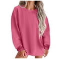 thumbnail image 1 of PEASKJP Chandails en Molleton Décontractés Oversize à Manches Longues Col Rond pour Femmes (m, Rose Vif), 1 of 5