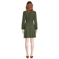 thumbnail image 3 of Time and Tru Women's Smocked Neck Mini Dress with Long Sleeves, Sizes XS-XXXL, 3 of 5