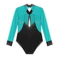 thumbnail image 6 of Alvivi Gymnastics Leotards for Kids Girls Long Sleeve Sequins Bodysuit Dancewear Unitard Biketard Blue Green 8, 6 of 7