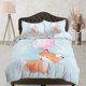thumbnail image 1 of Lindo zorro sosteniendo un globo rosa ropa de cama, juego de funda nórdica, ropa de cama con cremallera, dormitorio, 1 of 4
