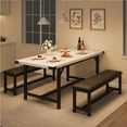 thumbnail image 2 of GloryStar Rectangle Extendable Kitchen Table Set, Includes 2 Upholstered Benches, Perfect for Small Dining Areas, 2 of 8