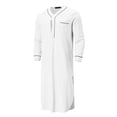 thumbnail image 4 of Cenuakty Men's Nightshirt Sleepwear Casual Long-Sleeve V Neck Henley Sleep Shirt Loungewear with Pocket, 4 of 6
