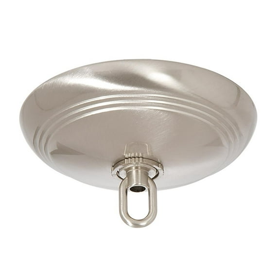 B&P Lamp® Satin Nickel Screw Collar Ribbed Ceiling Light Canopy Plate Kit