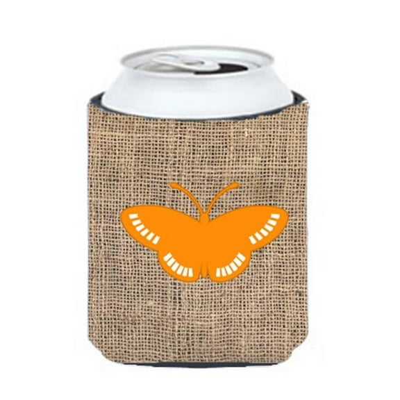 Butterfly Burlap and Orange Can or Bottle  Hugger