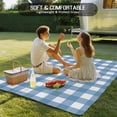 thumbnail image 4 of Outdoor Rug 4x6 ft Farmhouse Vintage Waterproof Outdoor Patio Rug Mat Non Slip Outside Area Rugs Carpet for RV,Camping,Porch,Deck,Pool,Balconybackyard,Gingham Checkered Texture Steel Blue, 4 of 9