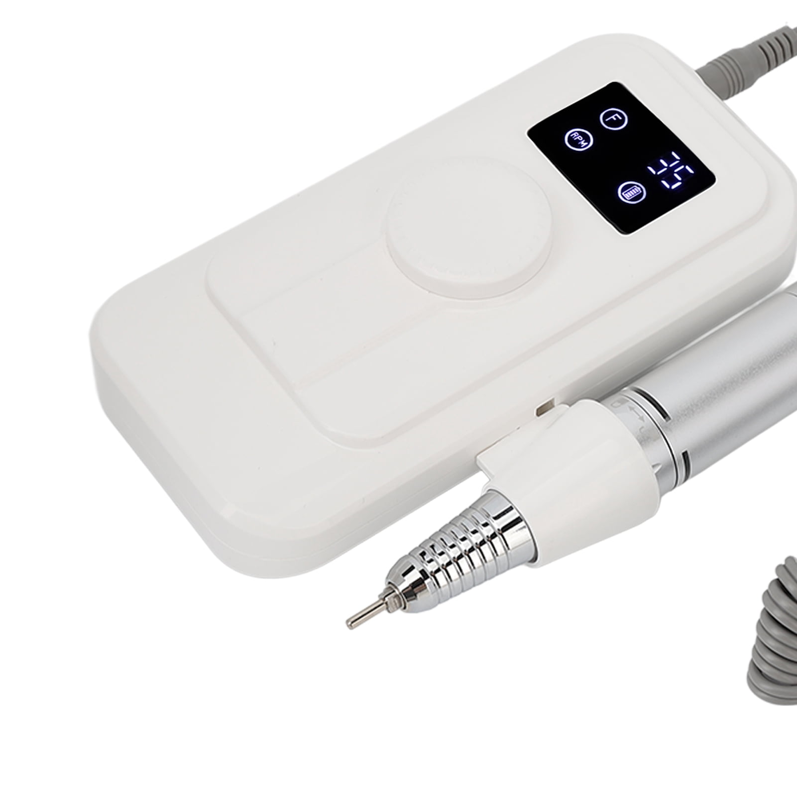 BIMZUC Electric Nail Drill Machine Portable Rechargeable 35000 RPM Professional Nail Art File Drill Kit with 6 Drill Bits for Acrylic Gel Nails Manicure Pedicure, White (9.45 in / 24 cm)