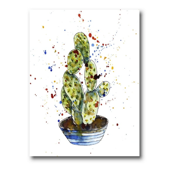 Designart ' Abstract Cactus Houseplant ' Traditional Canvas Wall Art Print