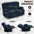 thumbnail image 6 of Loberfve Loveseat Recliner Sofa, Fabric Manual Pull Tab Double Reclining with USB Charge Ports, Cup Holders, Recliner 2 Seater Couches for Living Room, RV, Blue, 6 of 7