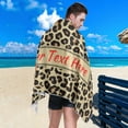 thumbnail image 5 of Brown Cheetah Leopard Print Custom Beach Towel 31" x 71", Quick Dry Personalized Text Bath Towel Absorbent Lightweight Travel Towel for Beach Yoga Swim Sport Camping Holiday, 5 of 7
