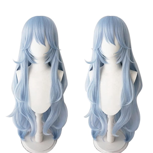 Peluca larga de anime para mujer, rizada y esponjosa, para Halloween, cosplay, peluca de anime, peluca sintética resistente al calor para disfraz de cosplay, peluca azul de Halloweenice de a
