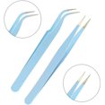 thumbnail image 3 of AIEX 2 Pcs Pinces à Cils, Pinces à Extension de Cils en Acier Inoxydable Pointe Droite et Courbée Pinces à Cils (Bleu), 3 of 6
