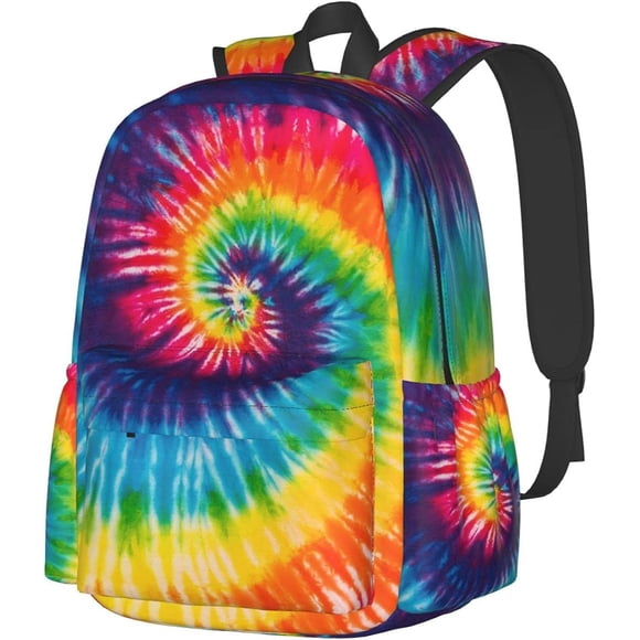 17 Inch Backpack Colorful Rainbow Tie Dye Laptop Backpack Shoulder Bag School Bookbag Casual Daypack